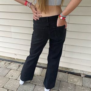 Low Rise Retro Thrifty Black Denim Jeans Pants Wide Leg Skater 2
